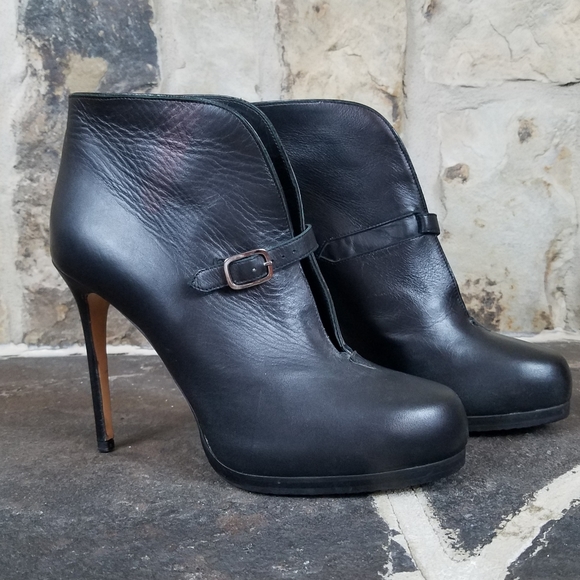 Theory Shoes - Theory 38 Leather Heeled Heels Booties Ankle Boots